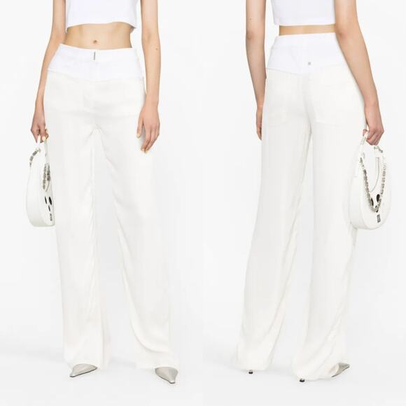 Givenchy Double Fabric Patchwork High-Waisted Trousers Ivory White Size 29 - Picture 2 of 16